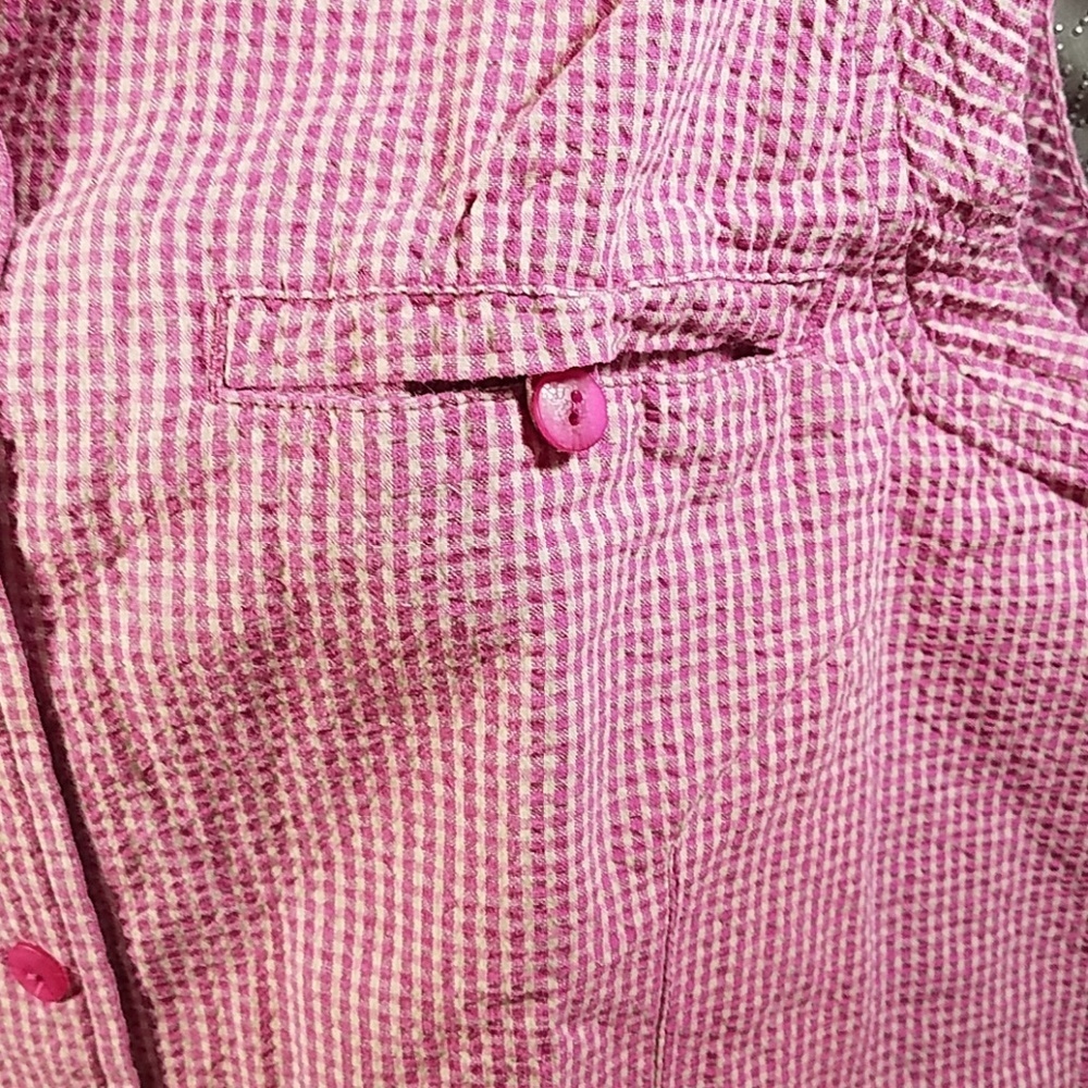 Woolrich Ladies Tank Top Size Med Pink and White Gingham Searsucker Style - Picture 7 of 8